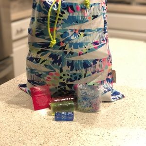 Lilly Pulitzer beach bag/backgammon & cup holder